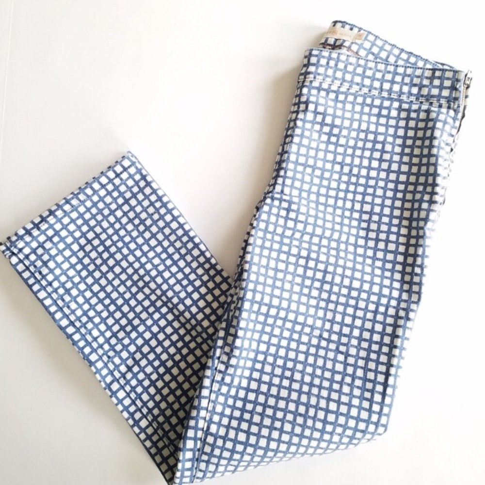 Tory Burch Blue Grid Cropped Pant Size 28